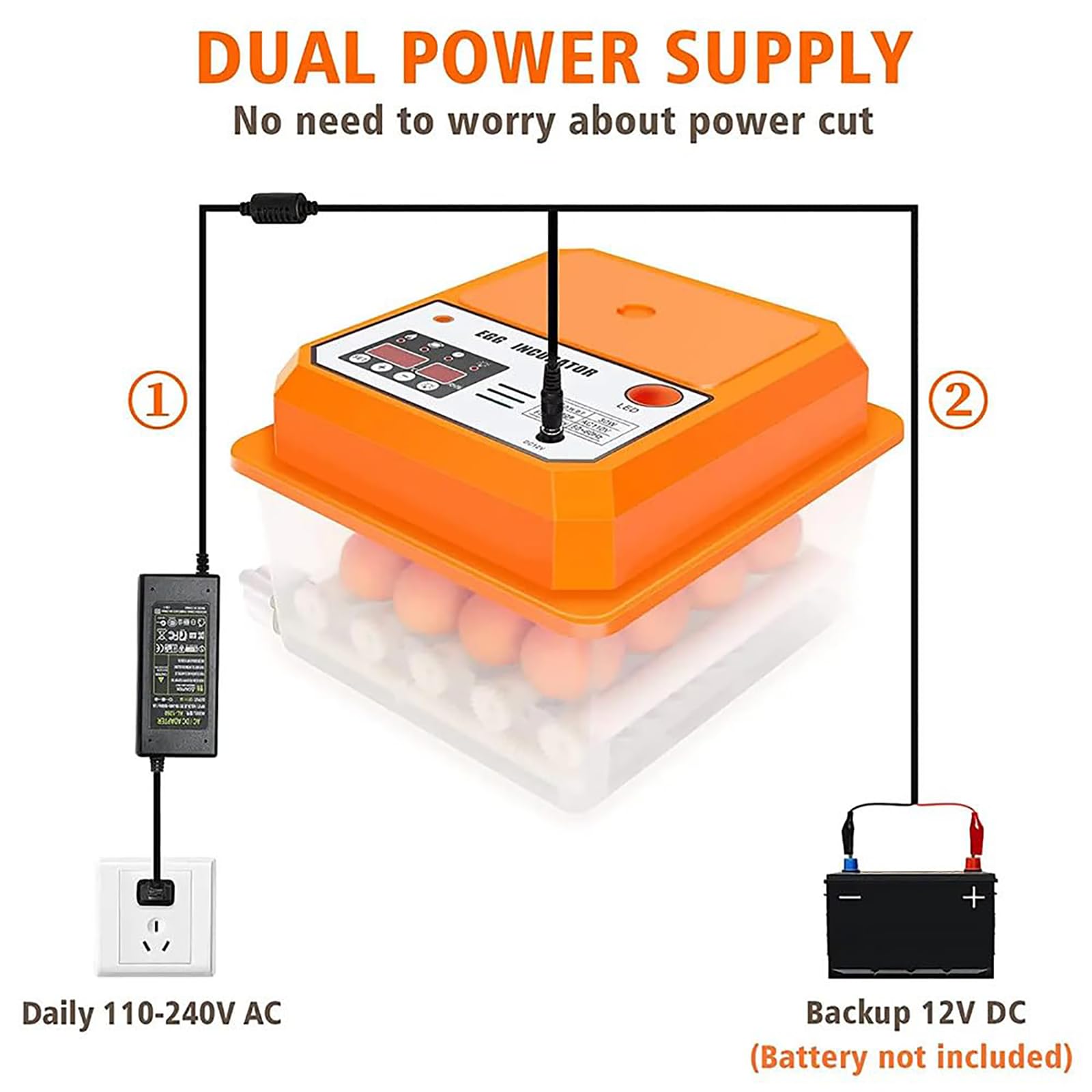 Incubadora de 9 huevos, Nacedora automática digital, Nacedora de pollos, aves de corral, Nacedora de huevos con control automático de temperatura, para pollo, pájaro, codorniz, pato