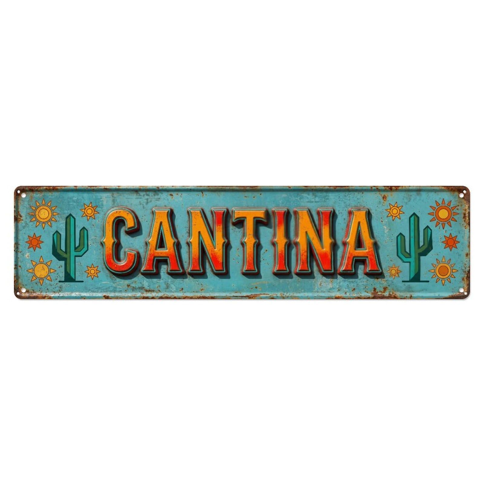 CANTINA Mexican Beverages Metal Tin Skinny Sign Plaque Wall Decor for Cafe, Club Bar, Office, Home Garden Metal Poster 4x16Inch
