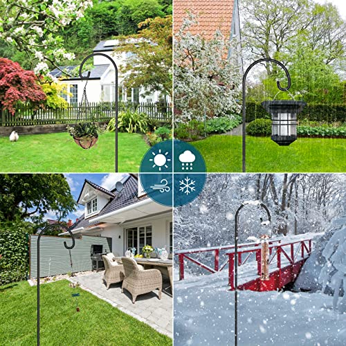 Gtongoko 2 Pack Shepherds Hook 76 Inch, Tall Bird Feeder Pole, Adjustable Shepards Hooks For Outdoor Plant Baskets, Lanterns, Weddings Decor, Solar Lights, Black #TOP6