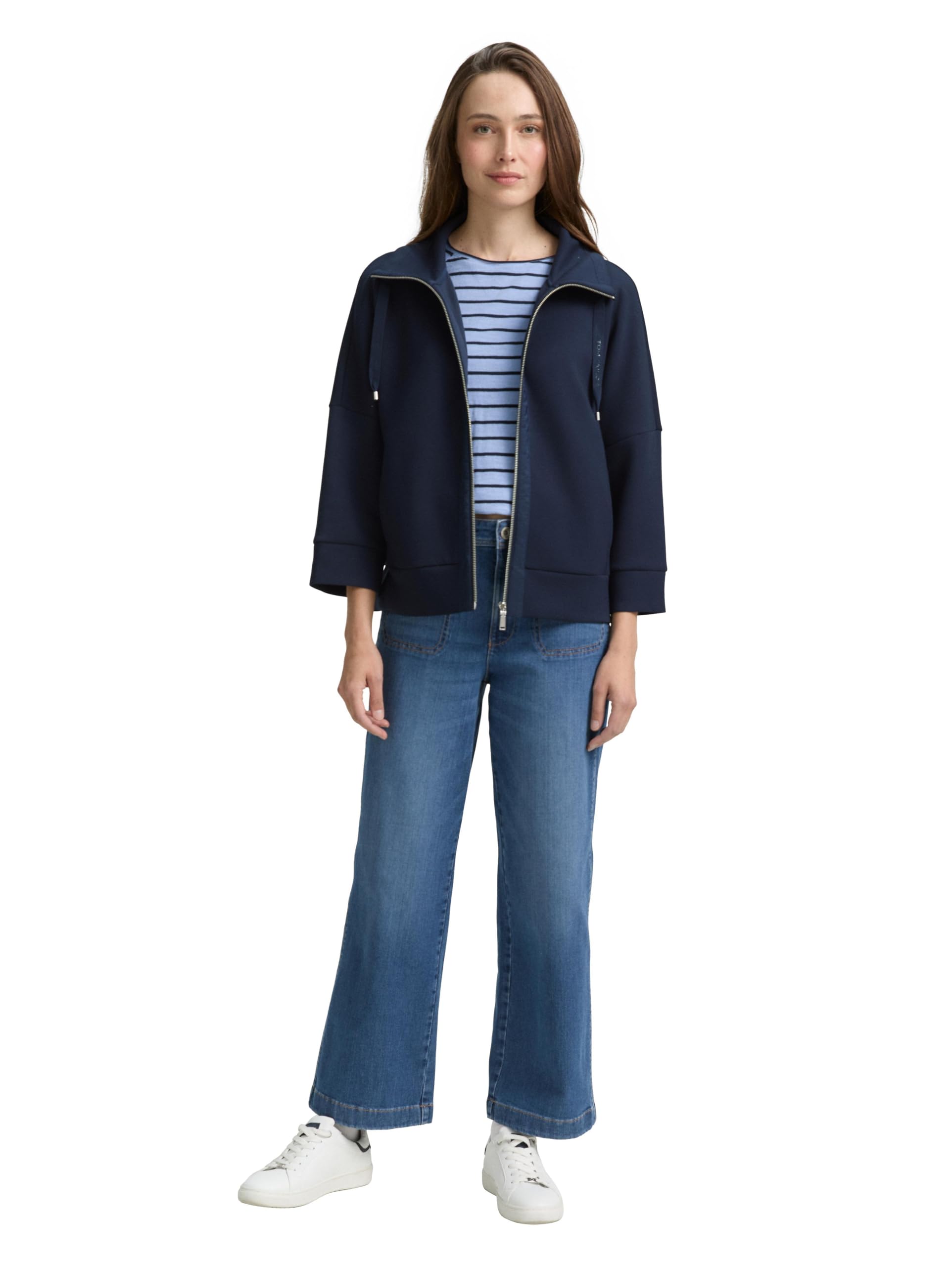 Tom Tailor Damen Boxy Fit Scuba Sweatjacke