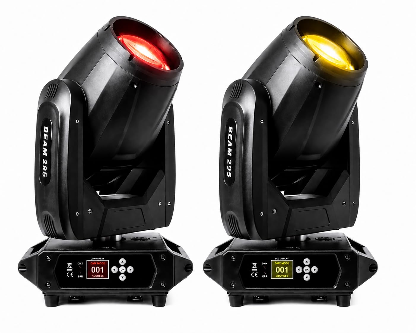 NLIGHTING Kit 2 Teste Mobili Beam 295W con Flight Case Professionale, Luci DJ DMX512 16CH, Fascio Beam 2°, 14 Gobos, Prisma, RGBW 8500K per Discoteca Eventi Palco Teatro
