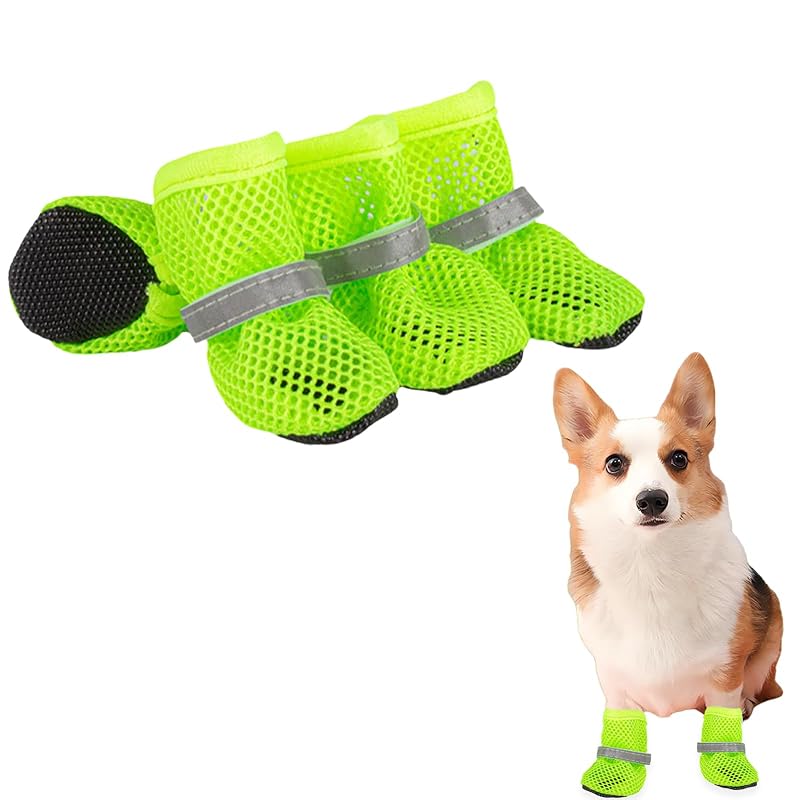 Botas para Cães Pequenos em Malha Respirável com Tiras Refletivas e Solado Antiderrapante Symphonyw Green XL