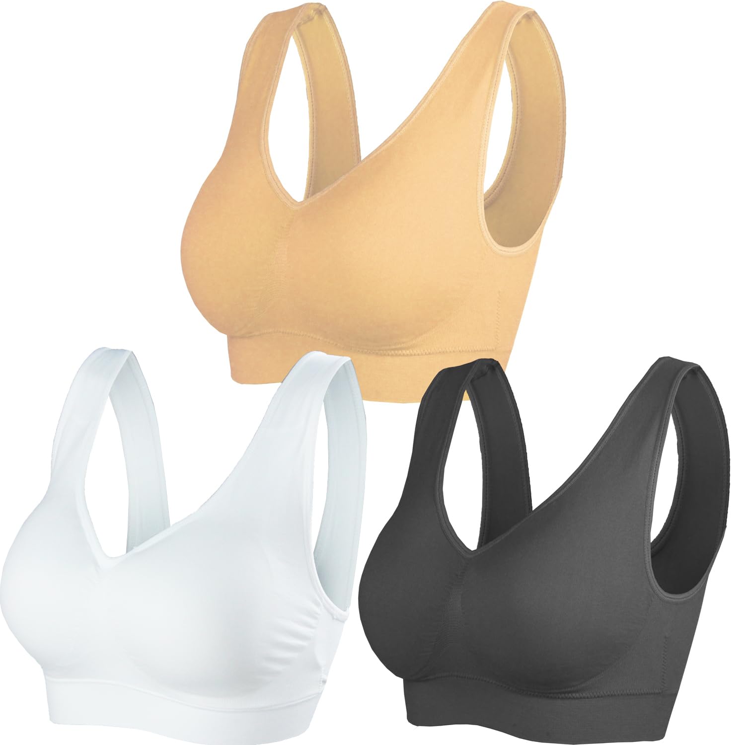 Cabales Women's Seamless Comfortable Sports Bra Padded (pack of 3)