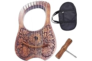Scottish Traditional Irish Lyre Harp Rosewood Natural Flower Design 10 Metal String