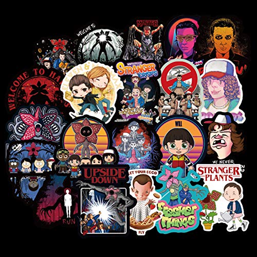 50 Pcs Vinyl Stranger Things Stickers Waterproof TV Show Sticker Pack for Water Bottle Hydro Flask Laptop Skateboard Luggage Bike Car