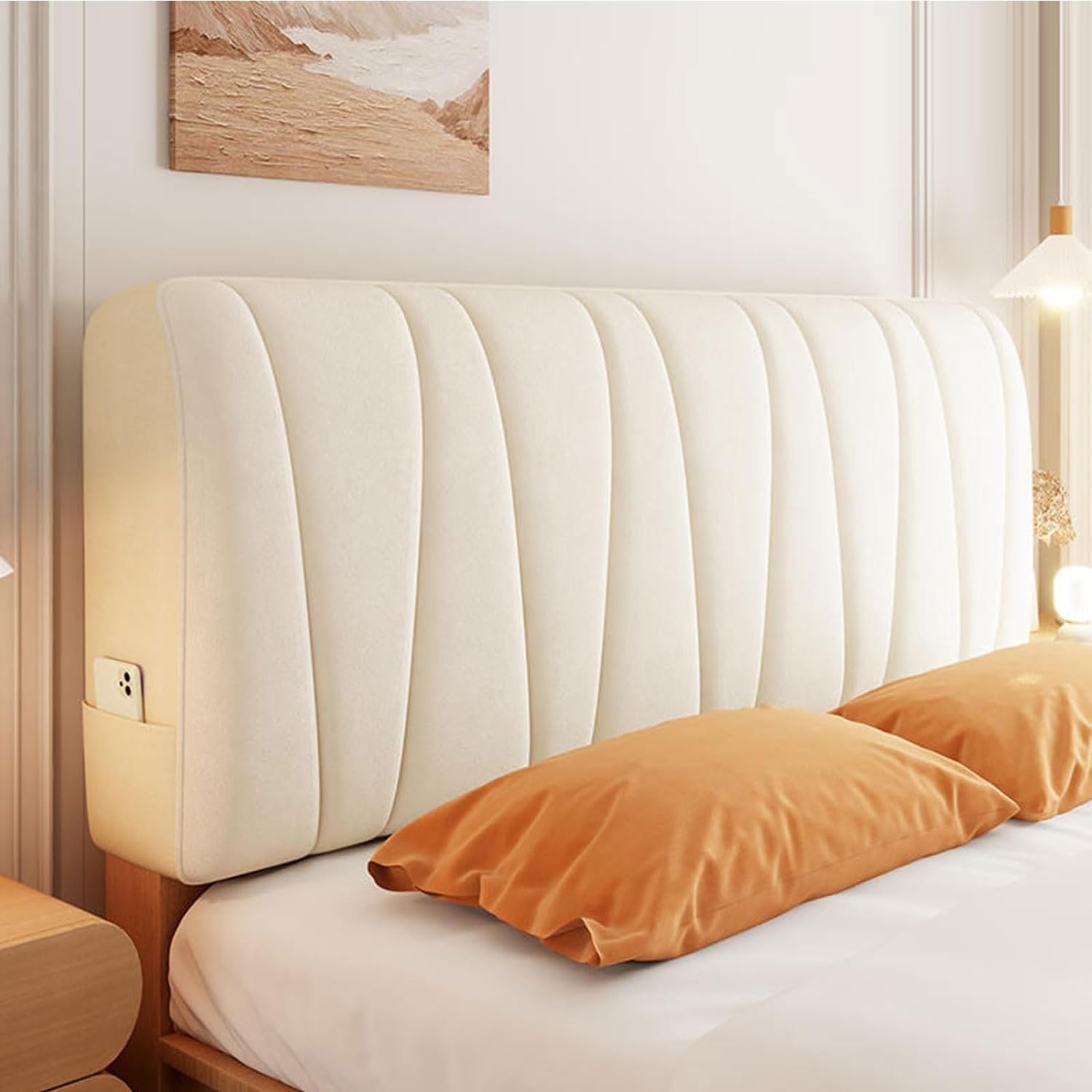 Copertura per testiera letto in velluto morbido ed elasticizzato, imbottito, lavabile, antipolvere, grigio, 100 cm