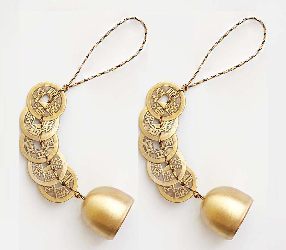 Dzxin 5 Coins-2Pcs Fengshui Wind Chimes, Outdoor Fortune Tree Metal Bells Feng Shui Wind Chimes For Lucky Home Garden Patio Yard Hanging Decor Gift (5 Coins-2Pcs)