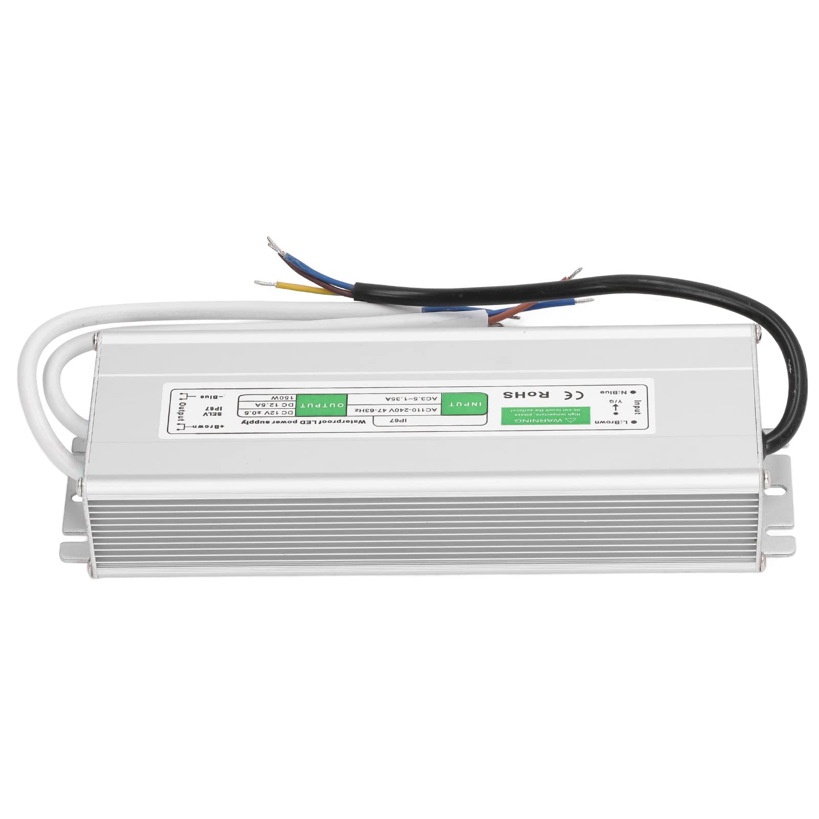 Transformador de controlador de potencia LED, 150 W, resistente al agua IP67, carcasa de aluminio, protección contra sobrecargas, fuente de alimentación para tiras de luces LED, (12V-150W)