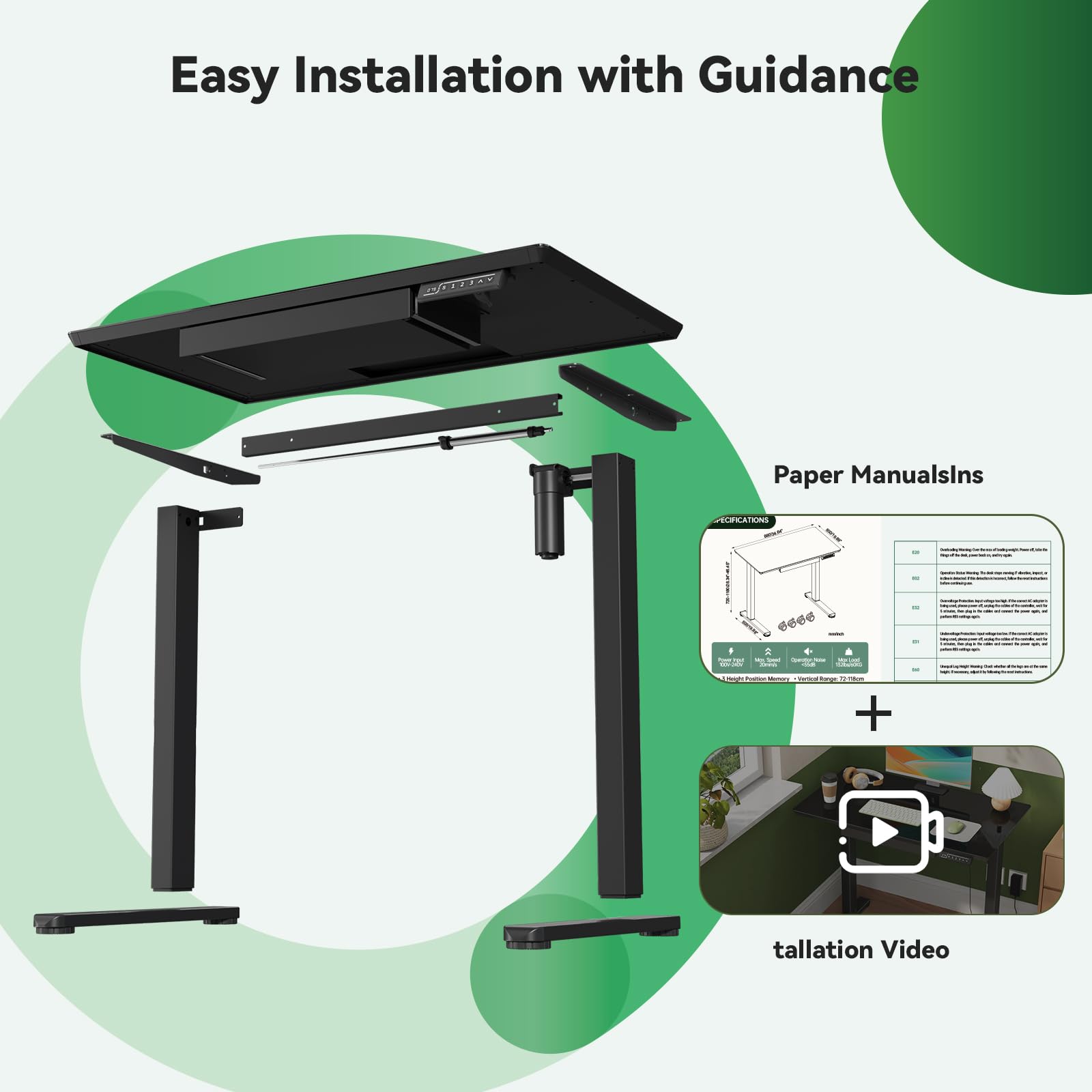 Glass Standing Desk with Drawer Electric Sit Stand Desk with Wheels 35 20Inch Whole Piece Height Adjustable Rising — view 9