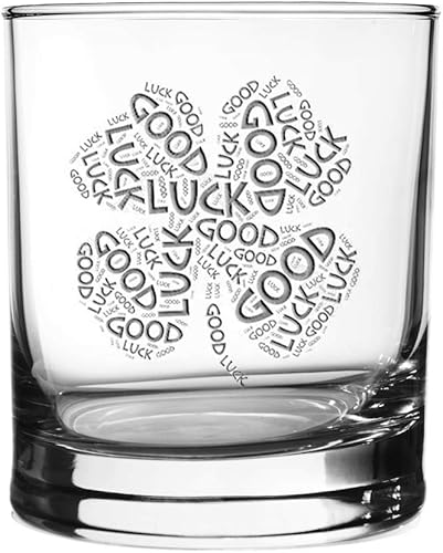 Good Luck-Vaso grabado con láser de 10.5 onzas, fabricado en Estados Unidos, trébol de cuatro hojas, día de San Patricio, regalo de cumpleaños,