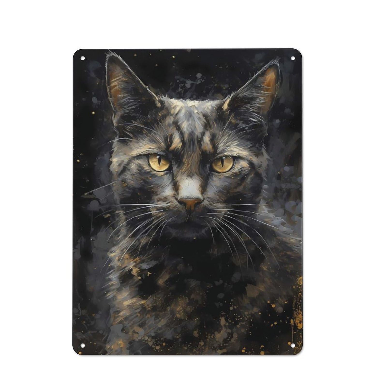 Junmoney Shorthair Cat Enchanting Warehouse Style Decorative Metal Plaque 40X30cm, Industrial Wall Decor For Loft, Studio, Office Or Creative Room