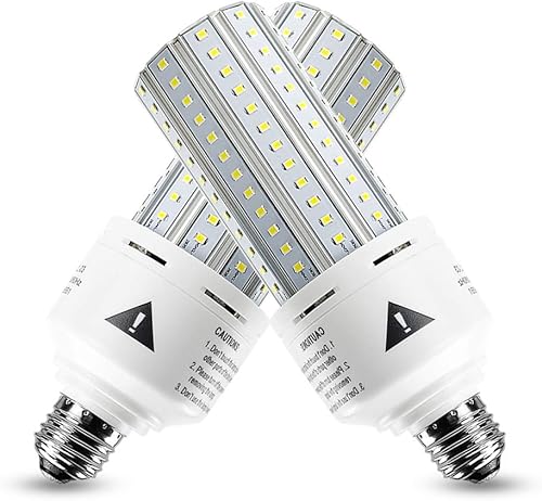 Paquete de 2 bombillas LED equivalentes a 500 W, 7500 lúmenes, 5000 K, luz diurna blanca brillante, E26/E27, base media, 60 W, bombillas de maíz