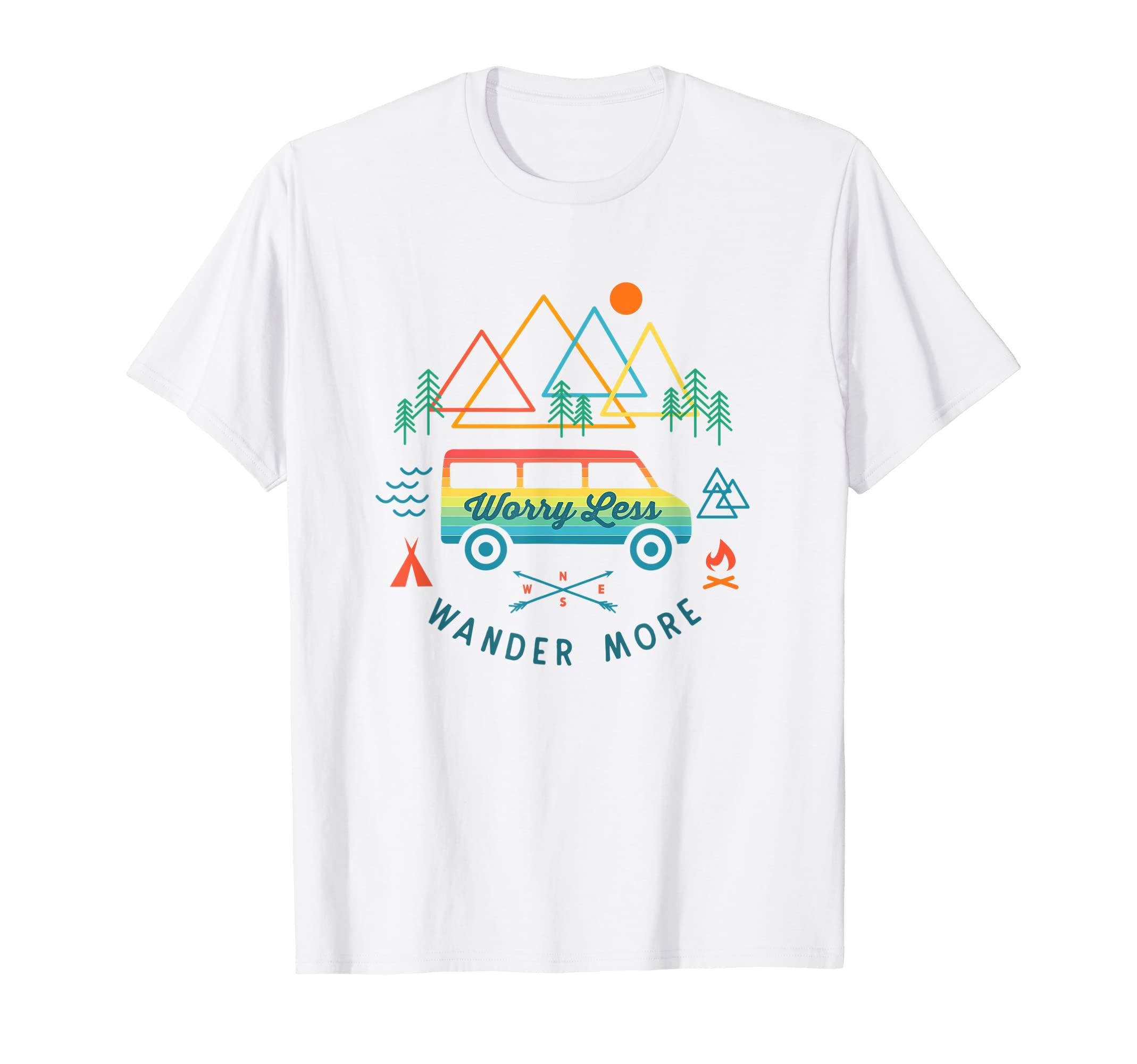 Retro Camper Van Camping Life Adventure GearCamping Retro Camper Van Vintage Sunset Mountains RV T-Shirt