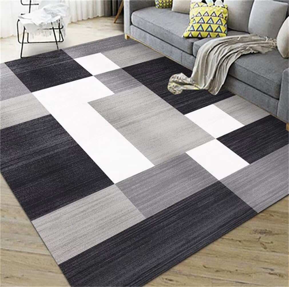 Tapis enfant chambre fille et ado décor géométrique gris 250x300
