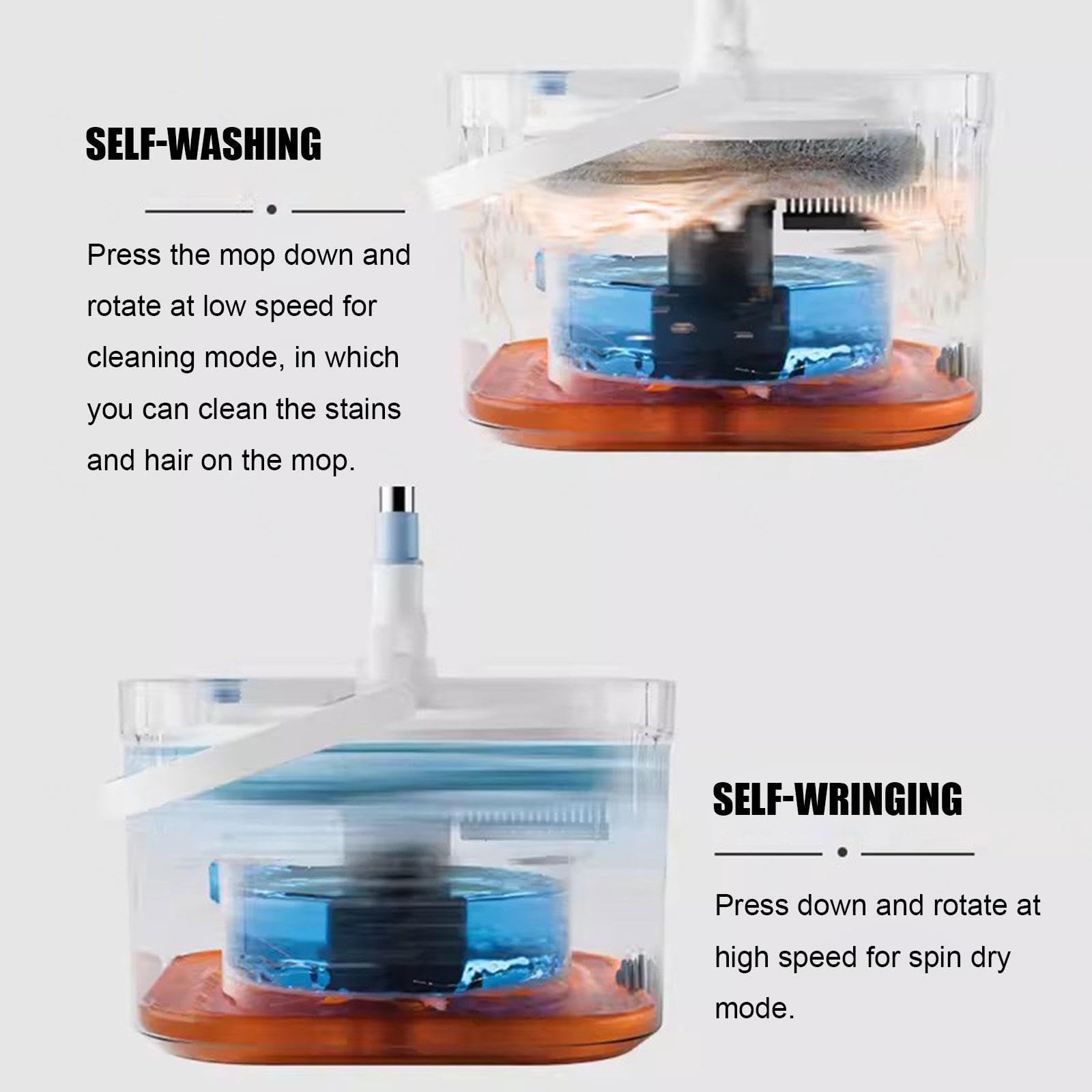 AMNOOL Juego de Cubo y Trapeador Giratorio de Piso Plano con Escurridor - Separa El Cubo de Agua Limpia y Sucia y Fregona Autolimpiante para Suelo Seco/húmedo | Ideal para Dueños de Mascotas