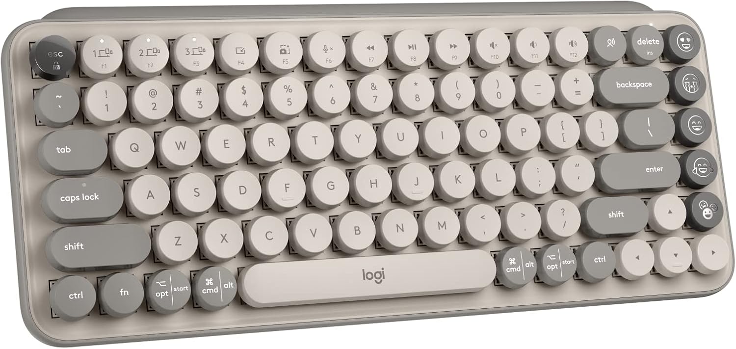 POP Keys Wireless Mechanical Keyboard with Emoji Keys - Mist | Customizable emoji keys, durable compact design, Bluetooth or USB connectivity, multi-device, OS compatible
