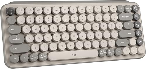 Logitech POP Keys Teclado inalámbrico mecánico con teclas de emojis personalizables, diseño compacto duradero, conectividad Bluetooth o USB,