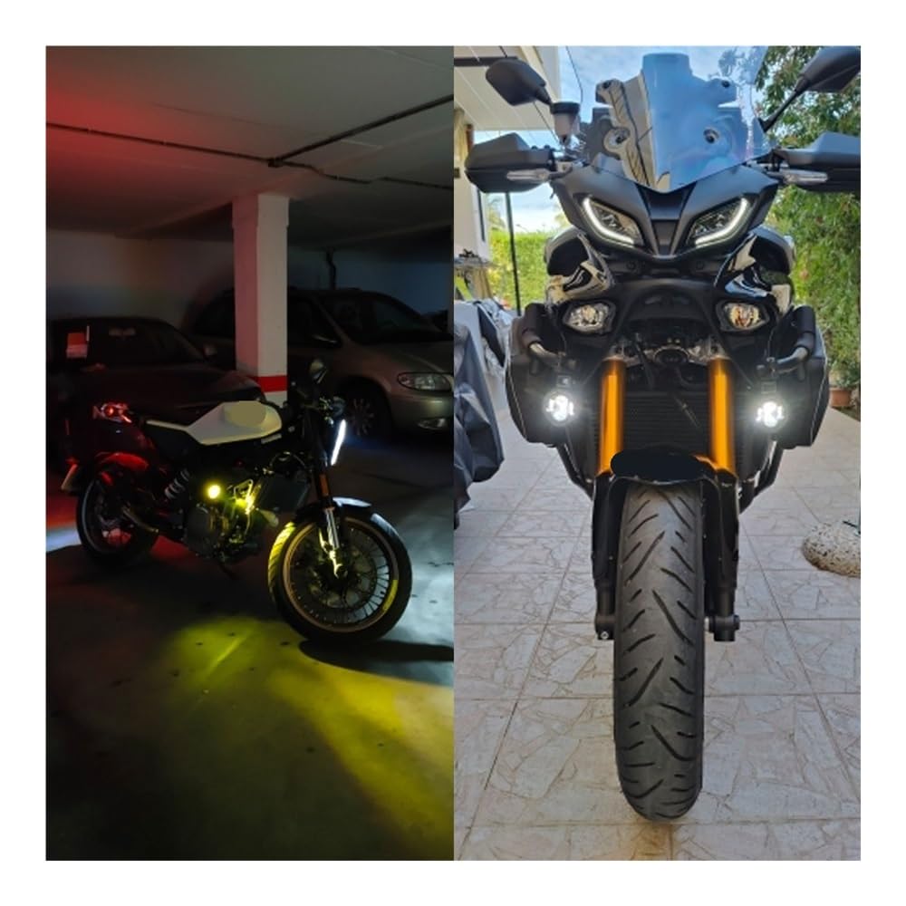 Fanale Posteriore Coppia di fari fendinebbia per moto da 100 W ausiliari a LED a doppio colore lampeggianti per