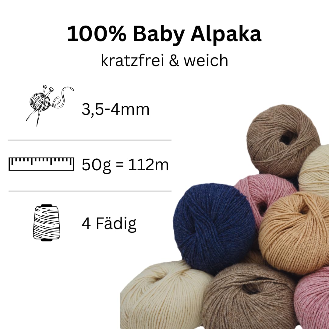 100% lana di alpaca per bambini, set da 300 g, 6 pezzi, 50 g, gomitolo (112 m), 4 fili, super morbido e senza graffi, filato di alta qualità, per lavorare a maglia e all'uncinetto, di alta qualità