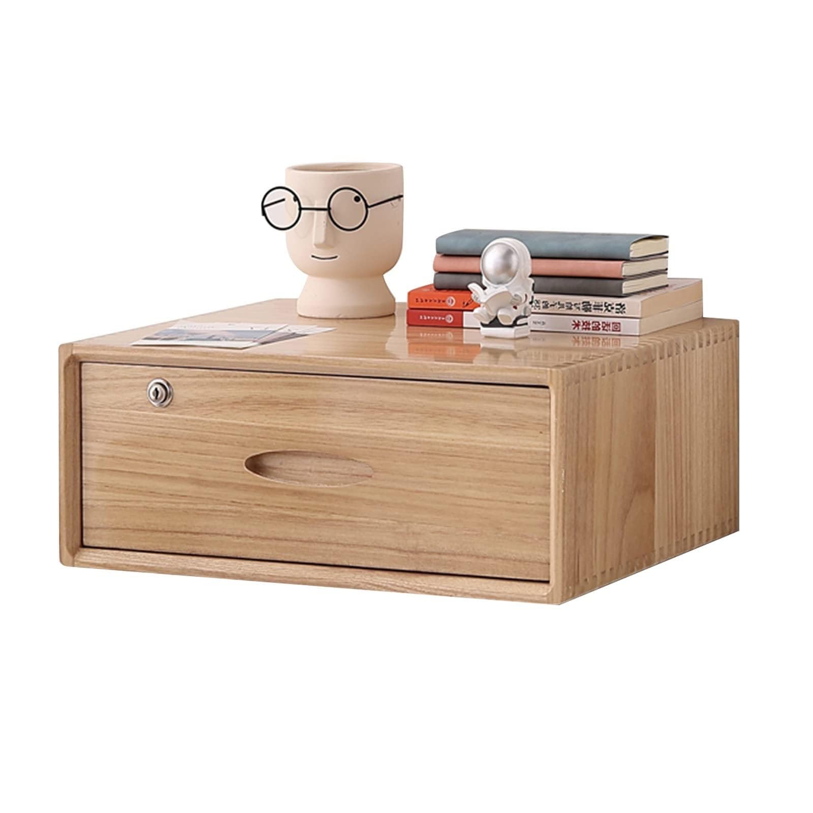 Scatola portaoggetti in Legno, cassettiera portaoggetti in Legno massello per Ufficio, Piccolo mobiletto Portadocumenti da scrivania per Ufficio/casa, per Cosmetici/Libri