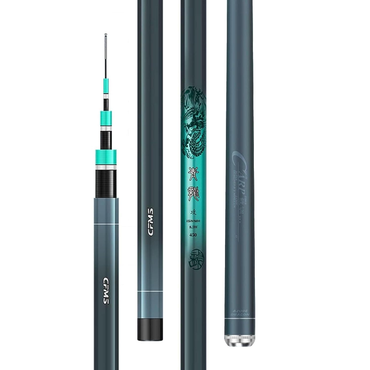 Canna da Pesca telescopica Portatile in Fibra di Carbonio da 2,7 m a 8,1 m, Adatta per Laghi, bacini Artificiali, fiumi e stagni(12.5w 19tone,3.0m)