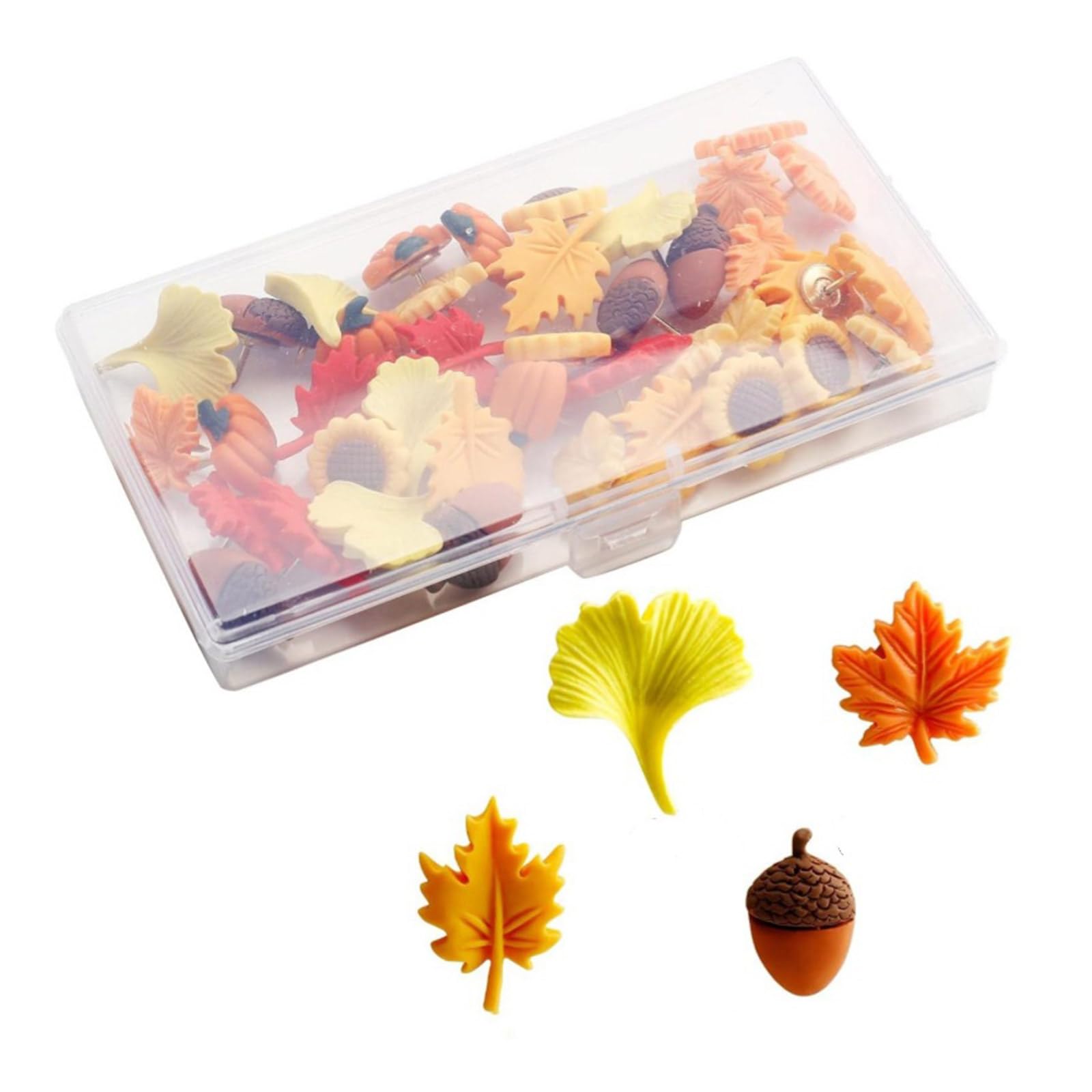 Jojnsha G 40Pcs Leaf Flower Push Pins Decorative Thumbtacks Cork Notice Board Thumb Tacks For Cork Board Bulletin Board