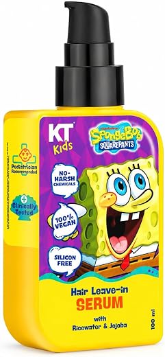 KT Kids Hair Serum for 3-12 Years | Pediatrician Approved | Rice Water &amp; Jojoba Oil | Non-Sticky, Removes Frizz, Smooths H...