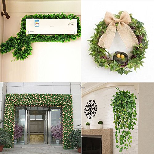 GOFRIEND 12 Strands (83 Feet) Artificial Ivy Garland Foliage Green Leaves Fake Hanging Vine Plant for Wedding Party Garden Wall Decoration (12 Pack)