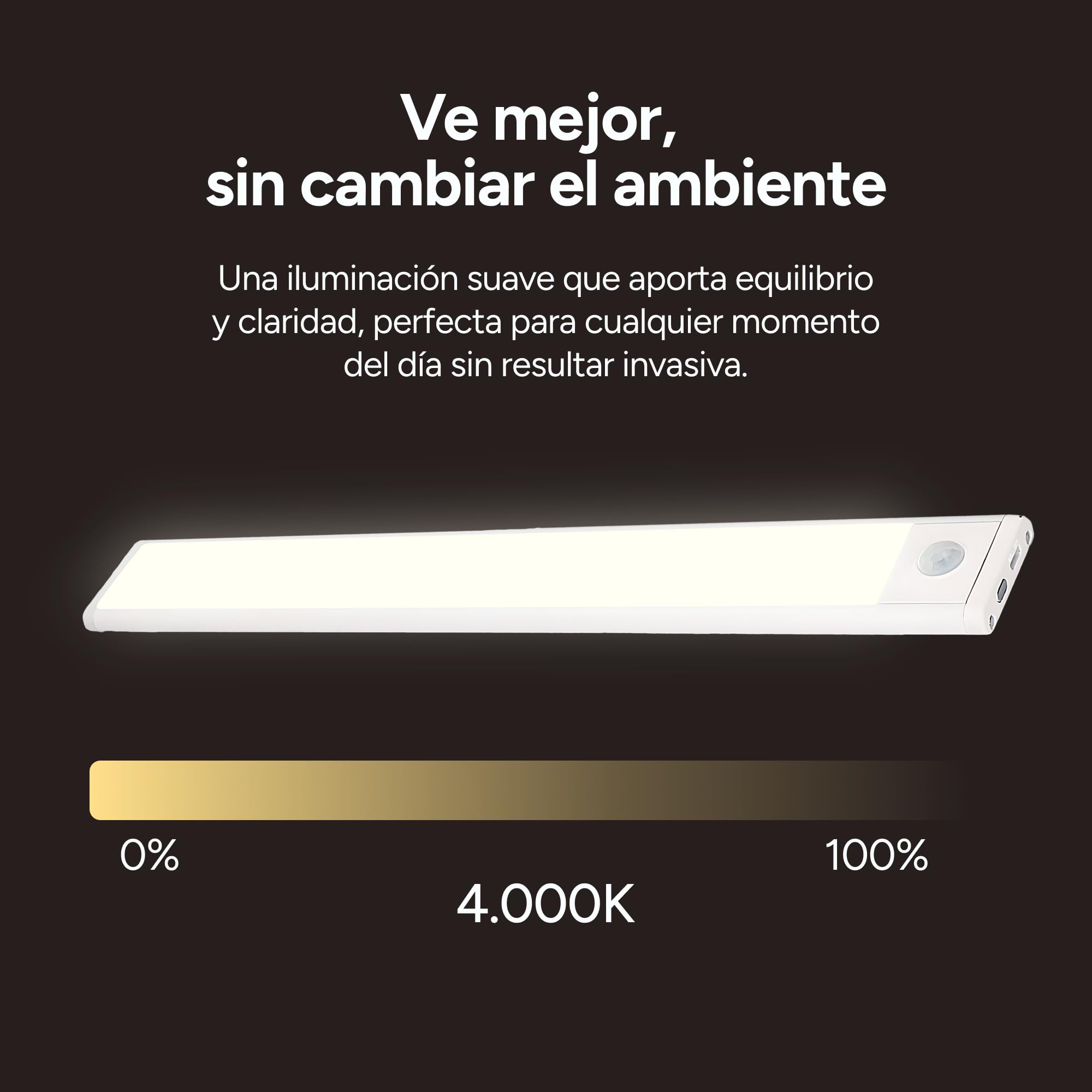 TIRA ILUMINACION LED CON SENSOR KSIX BATERIA 60CM BLANCO