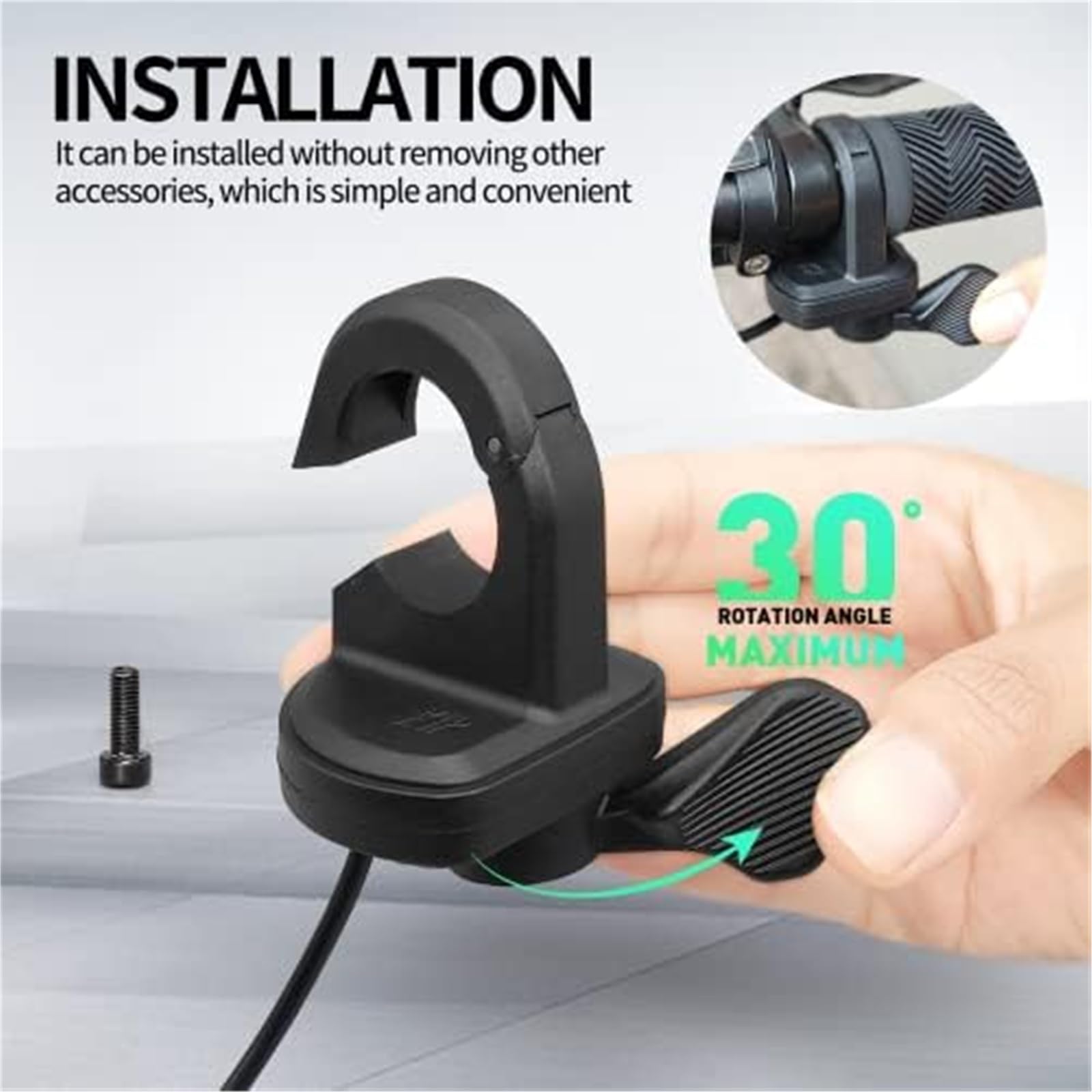 Acceleratore a pollice for bicicletta elettrica Connettore impermeabile SM a 3 pin Parti e accessori for bici elettriche Scooter EBike Controllo del pollice per monopattino elettrico(BLACK SM