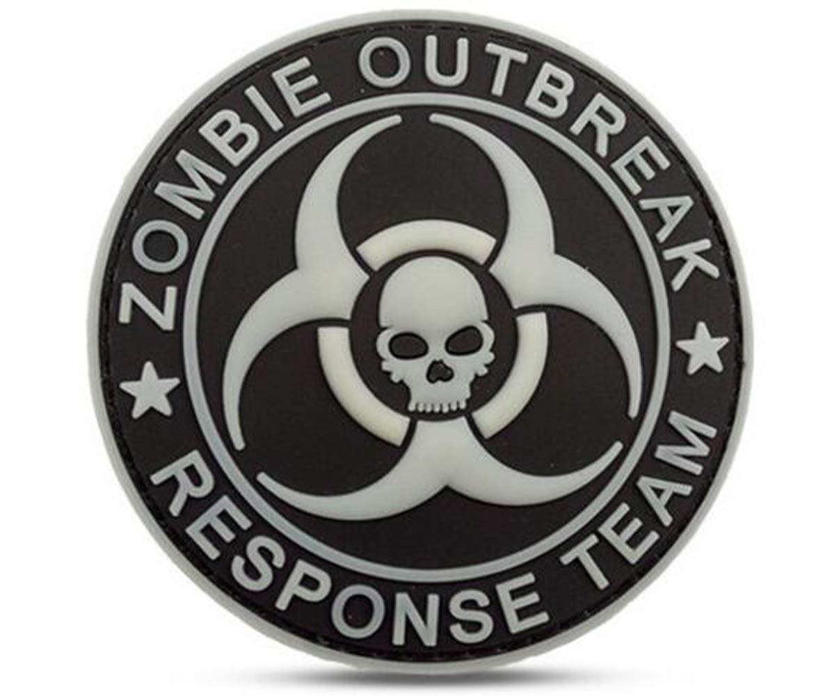 Ohrong Zombie Outbreak Response Team PVC Tactical Morale Patch 3D Military Rubber Combat Badge Armband Emblem for Bags Caps Jackets with Hook Backing (White Black)