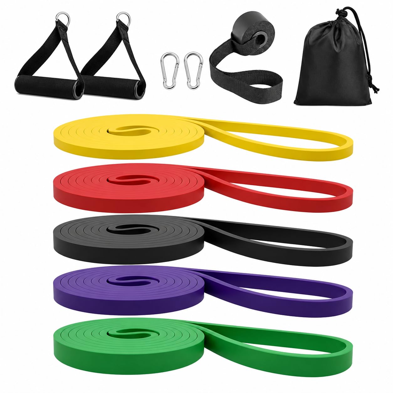 Pull-Up Resistance Bands Set | 5 Levels Durable TPE & Latex Workout Bands for Strength Training Yoga Calisthenics & Full-Body Fitness | Portable Exercise Bands for Home & Gym (Band Material: LATEX)
