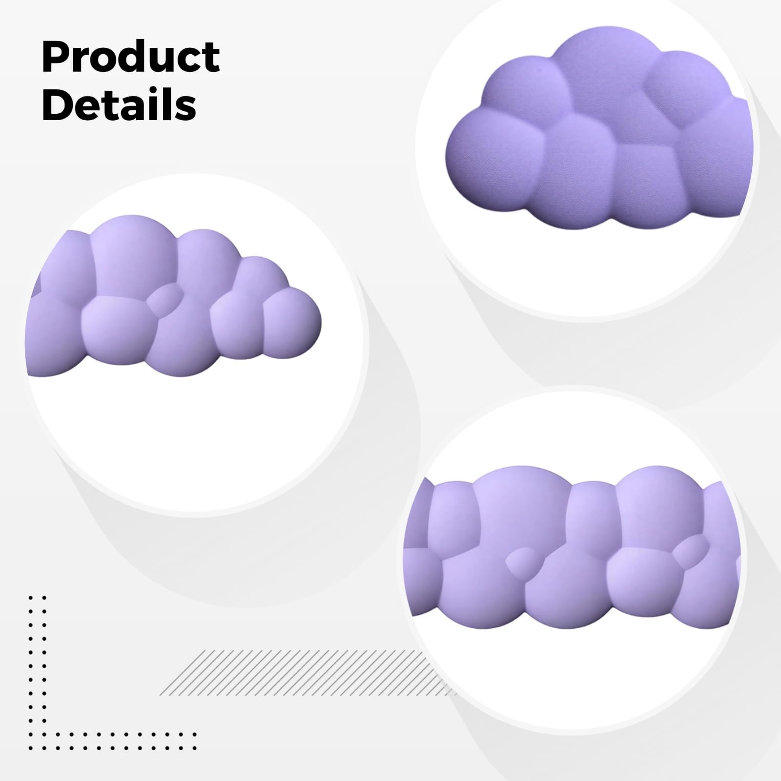 2 Stk. Wolken-Handgelenkauflagen-Set für Tastatur und Maus, mit Memory Foam, ergonomisches Silikon-Wolken-Mauspad mit Handballenauflage, lila