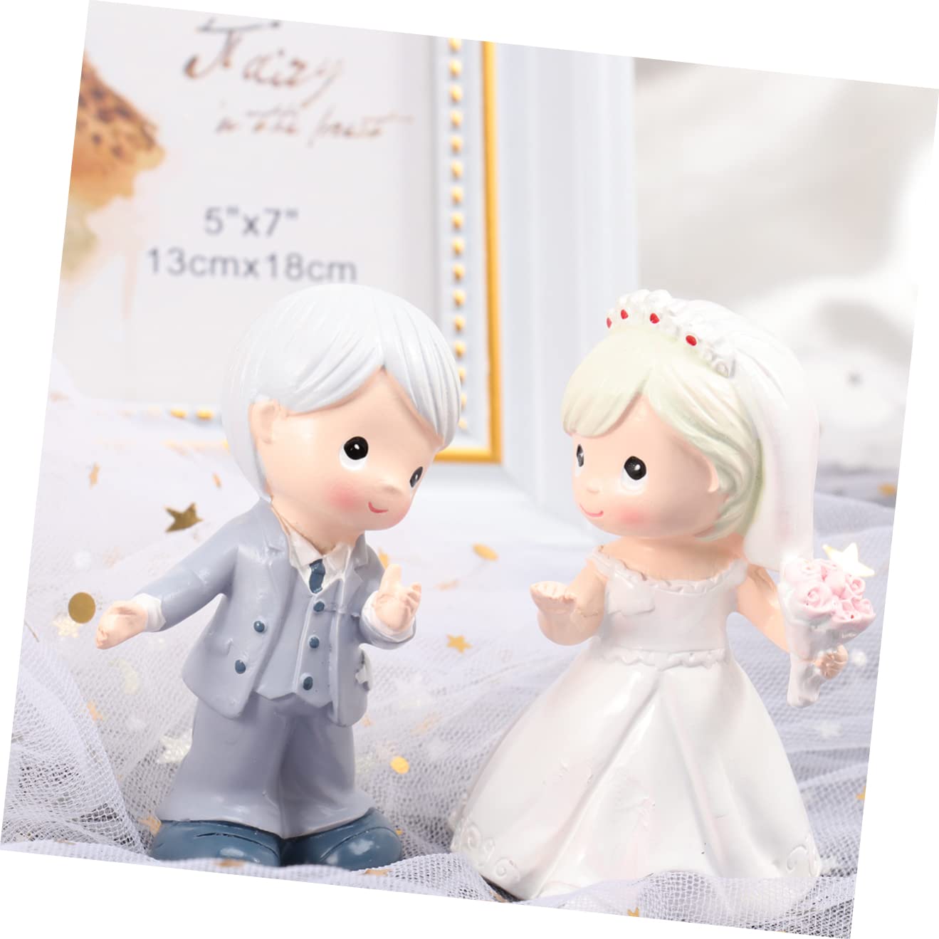 Abaodam Lot De 2 Figurines De Gâteau De Mariage en Résine Décorations pour Mariés Et Mariées Lot De 2 Pièces
