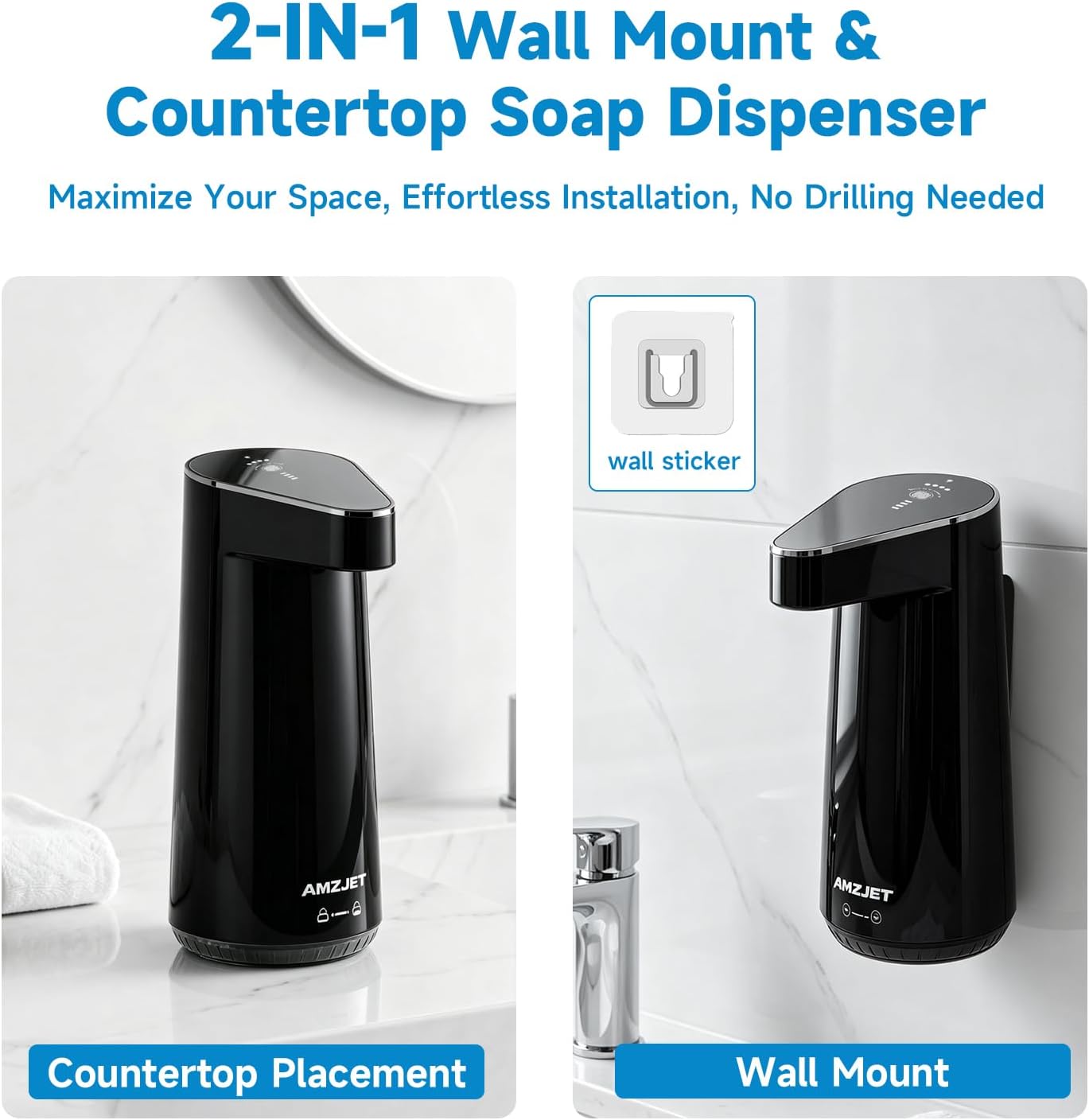 2026 Patent Edition Automatic Soap Dispenser Touchless - 300ml Liquid Soap Dispenser with IPX5 Waterproof,4-Speed Liquid Adjustment,Type-C Charging,for Kitchen,Bathroom,Hand Washing （Black）
