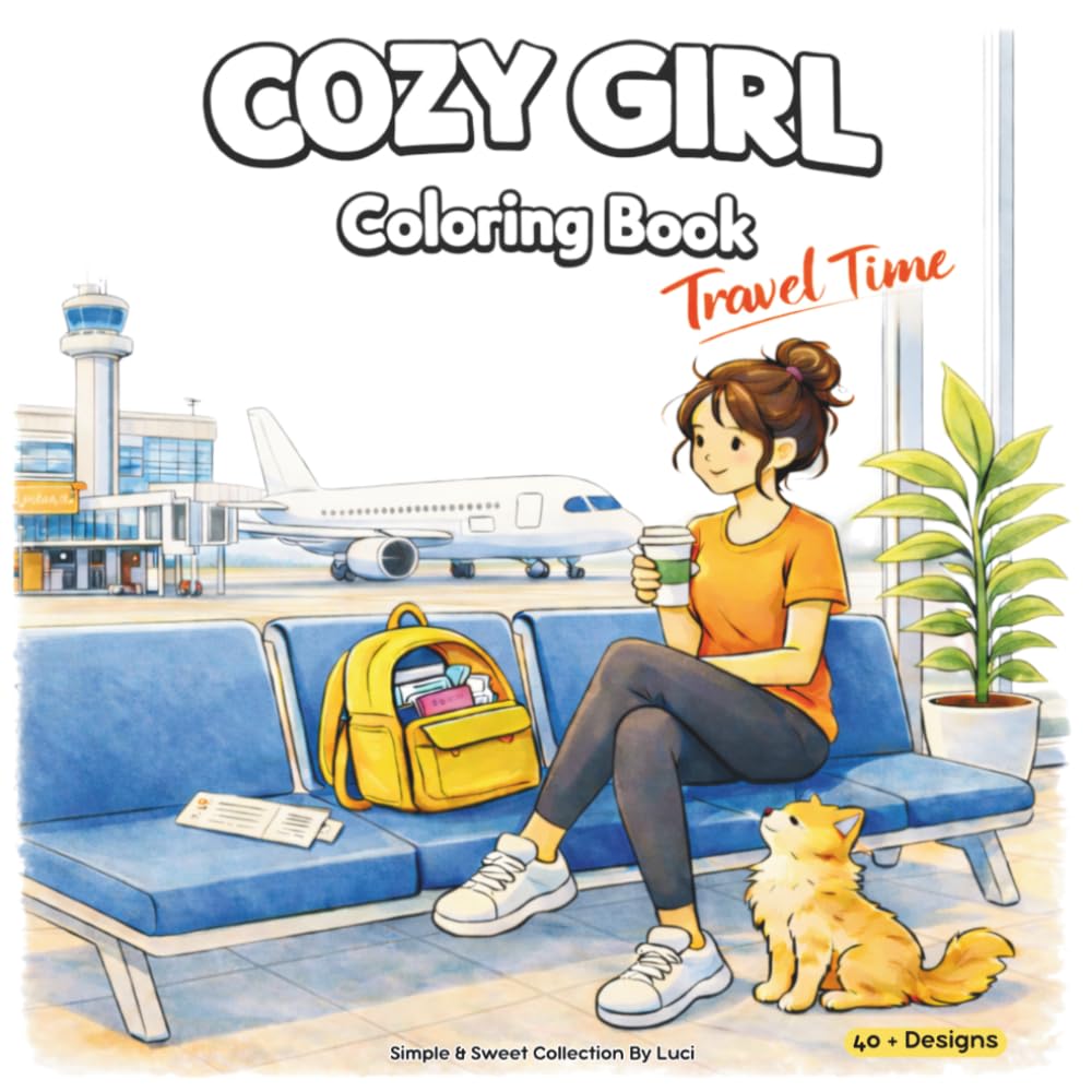 Cozy Girl - Travel Time Coloring Book: A Cozy Journey Around the World - Relaxing Coloring Book with Beautiful Travel Destinations