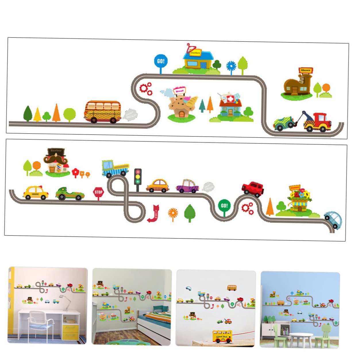 6 Blätter Verfolgen Sie Auto-wandaufkleber Autos Verfolgen Autoaufkleber Kinder Aufkleber Kinderdekorationen Für Das Schlafzimmer Wandtattoos Pvc Hintergrund Kleinkind Karikatur