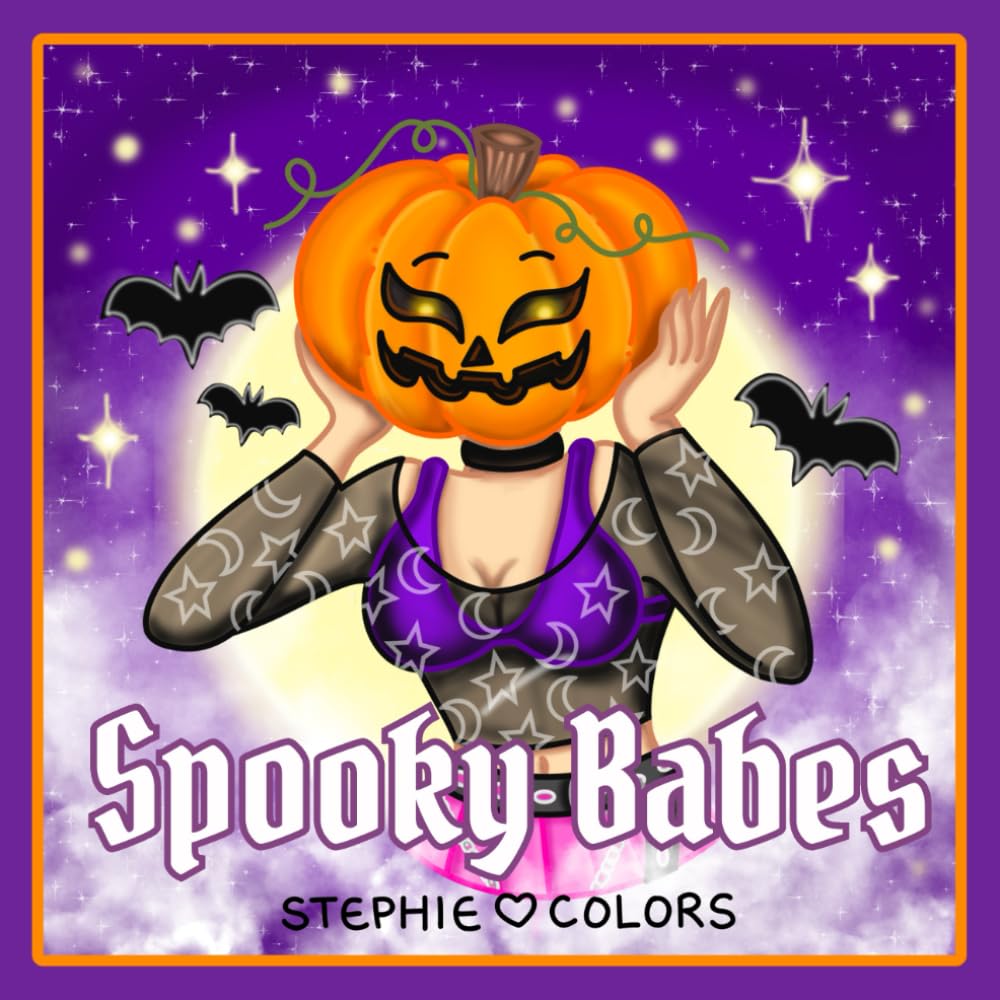 Spooky Babes: A Cute and Creepy Halloween Coloring Book for Adults; Simple, Bold, and Easy Illustrations with Thick Lines