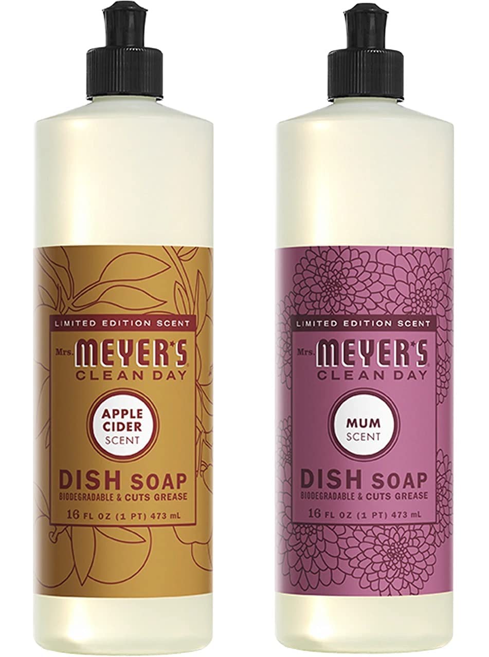 Mrs. MEYER'S Liquid Dish Soap Variety Pack, 1 Apple Cider, 1 Mum, 2 CT