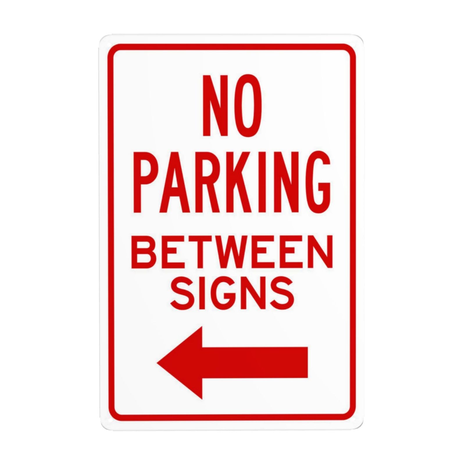 SMAZDFXX Left Arrow No Parking Between Signs - Metal Warning Security Sign - Safety Posted for Business Wall Decor - 8x12 inch