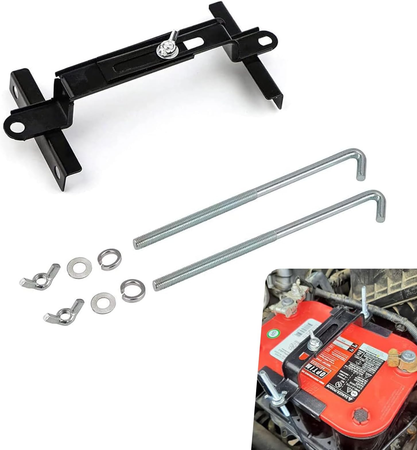 1 PC Car Power Fixed Holder, 6.69"-9.44" Adjustable and Thickened Fixed Crossbar Cable Bracket with 10.6" J Bolts, Stable Anti-sway Safety Locking Device, Universal for Cars Trucks (Black)