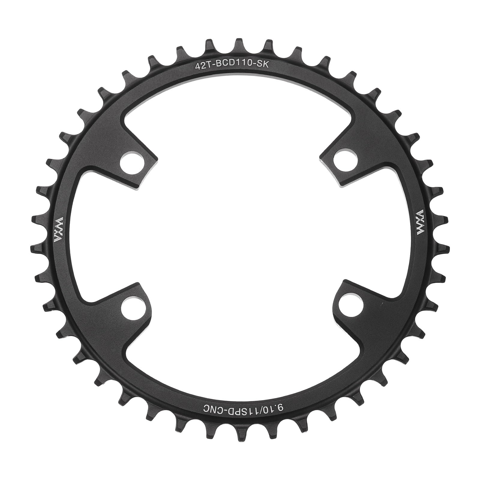 sourcing map 110BCD Bike Chainring 42T 9/10/11 Speed 176mm Diameter Round Aluminum Narrow Wide Tooth Bike Chainwheel for MTB Road Bike, Black