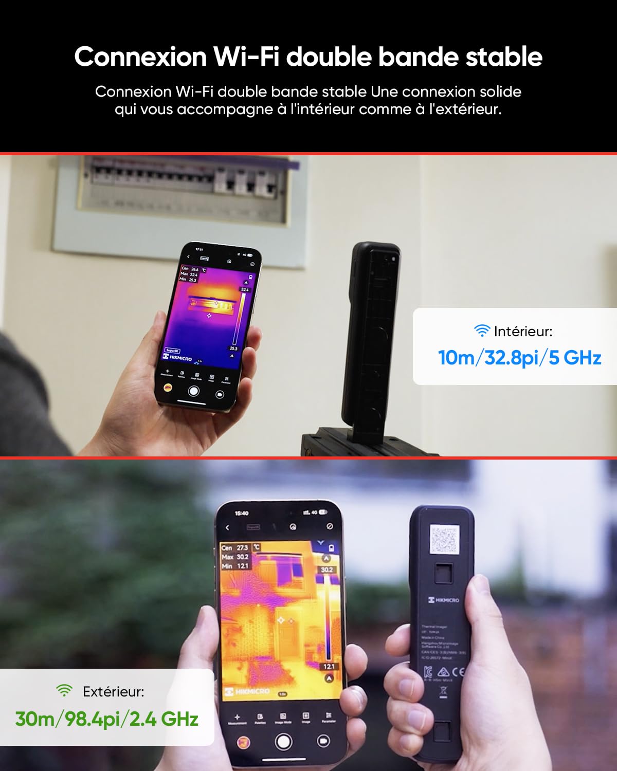 Caméra thermique sans fil HIKMICRO Mini2W - iOS/Android, Résolution IR 256x192, Caméra Visuelle, SuperIR 512×384, caméra thermique avec caméra visuelle, pour téléphone/tablette/PC Windows