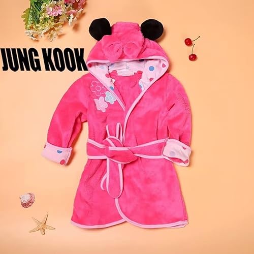 Miniatura 2 de JUNG KOOK Bata de baño de dibujos animados para bebés, niños y niñas, toalla de playa, con capucha, bata de noche