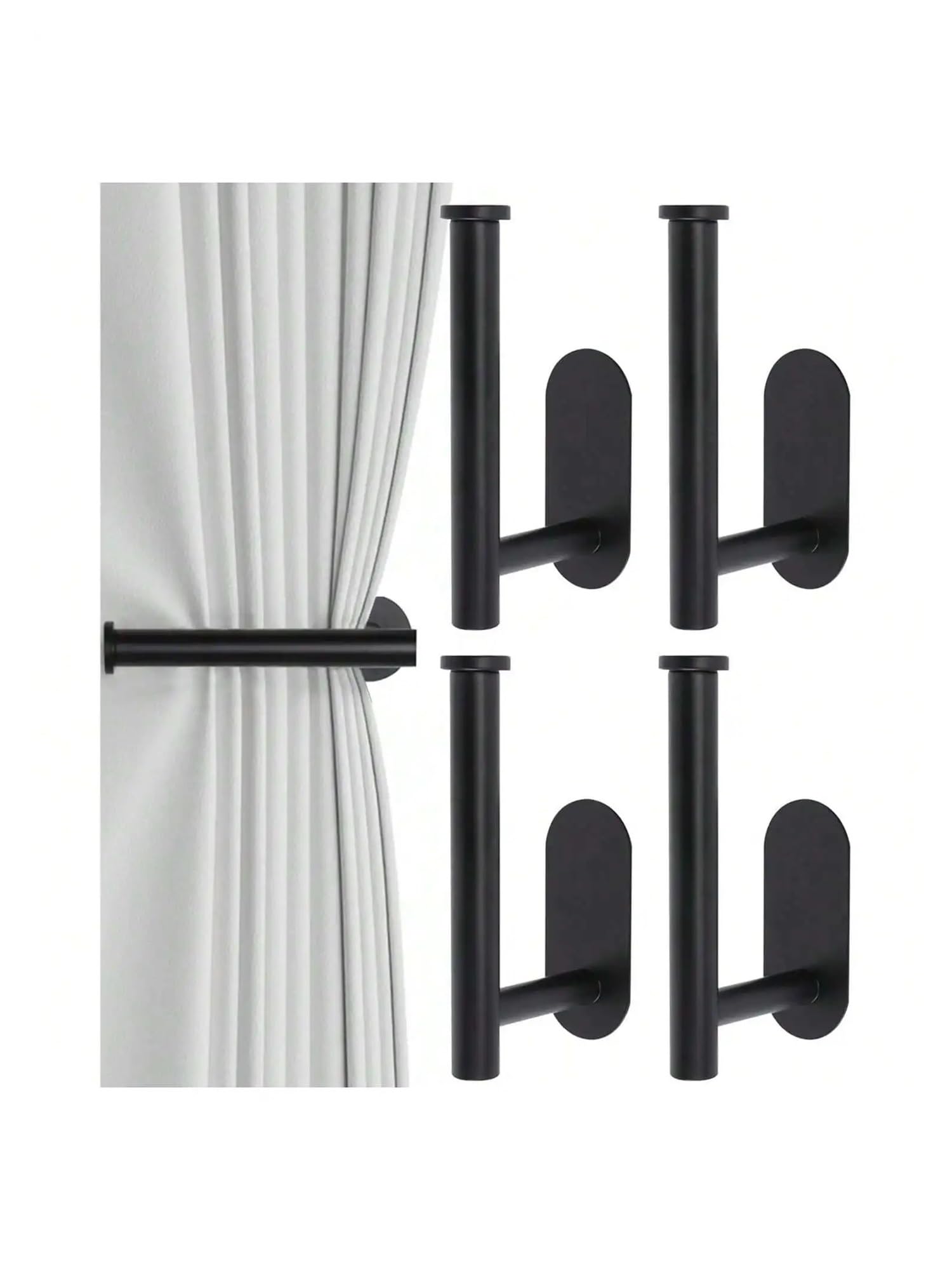 Curtain Holdbacks Adhesive Curtain Holdbacks Curtain Tie Backs Curtain Holdbacks No Drill Curtain Pull Backs Adhesive Curtain Hooks Curtain Holder(Black)