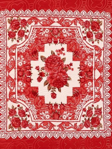 Image of Monte Carlo Regal Gold Double Bed Winter Blanket Single Ply 510 GSM | 2.5 KG (210 x 205 CM) Red