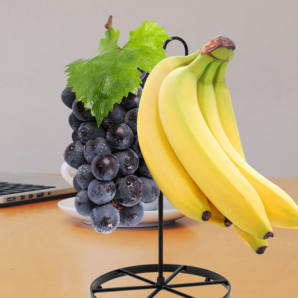 Supporto Naturale Gancio Banane Nero per Ferro in Design Semplice e Funzionale Conservazione Piano Cucina