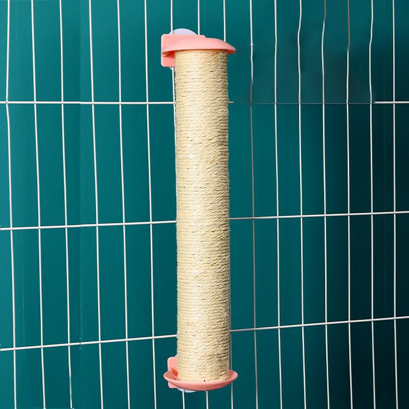 Rascador para gatos de sisal natural con textura de cuerda, colgante, rosa mediano miniatura 1