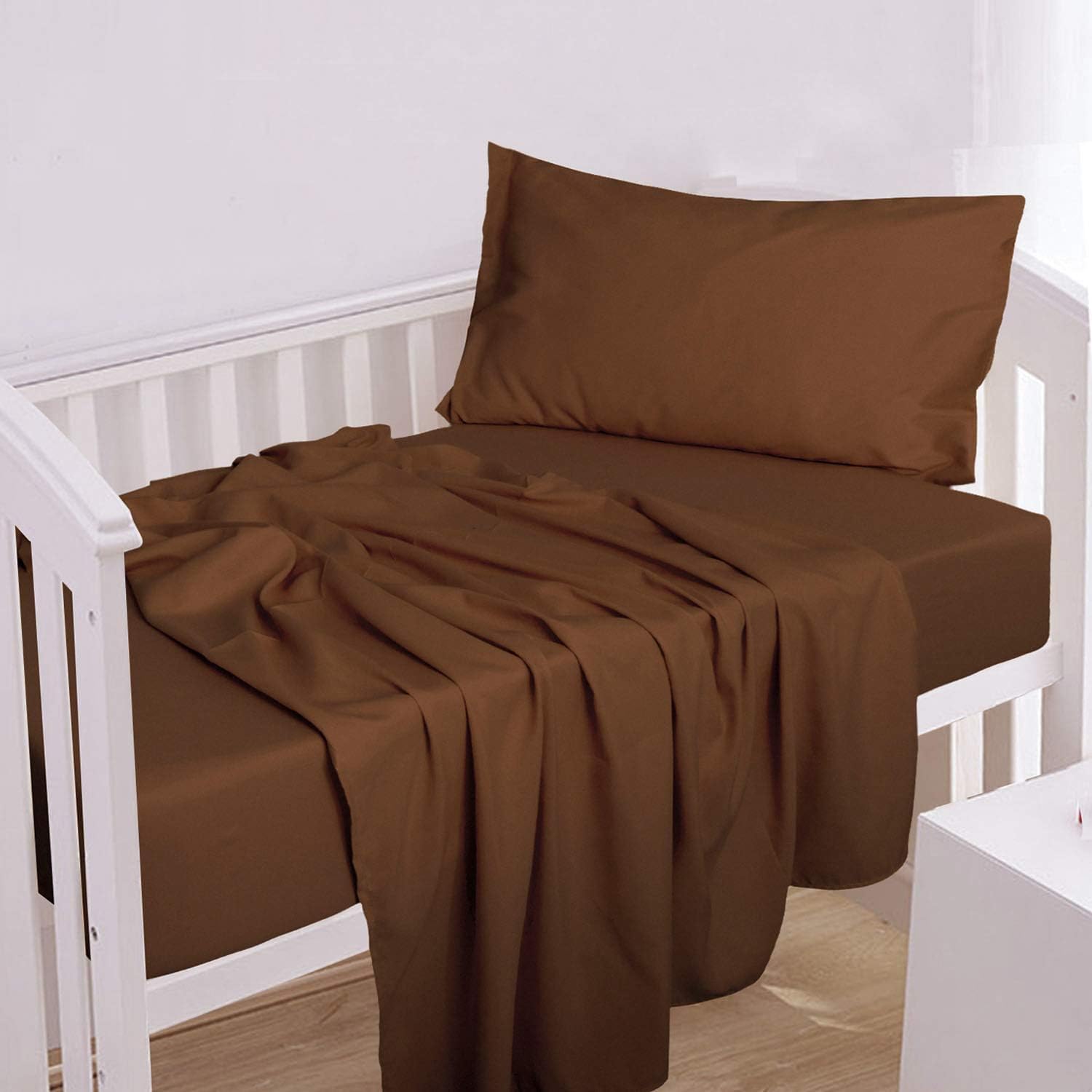 Yellow 3-Piece Microfiber Crib Sheet Set - Super Soft, Fade Resistant Flat & Fitted Sheets with Pillowcase for Baby's Comfort - Ideal Nursery Bedding
