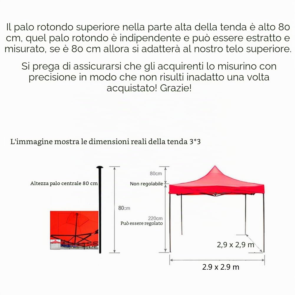 Telo di Ricambio Impermeabile per Gazebo 3 x 3 m - Tetto Bianco